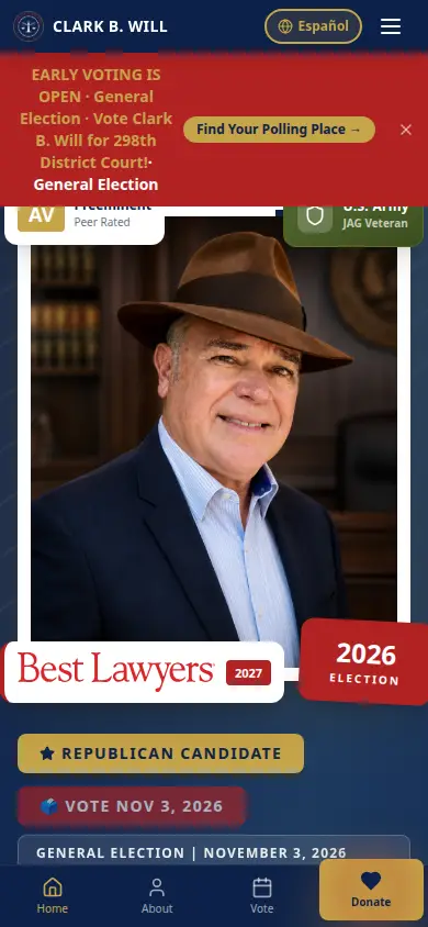 Clark B. Will for Judge campaign homepage.
