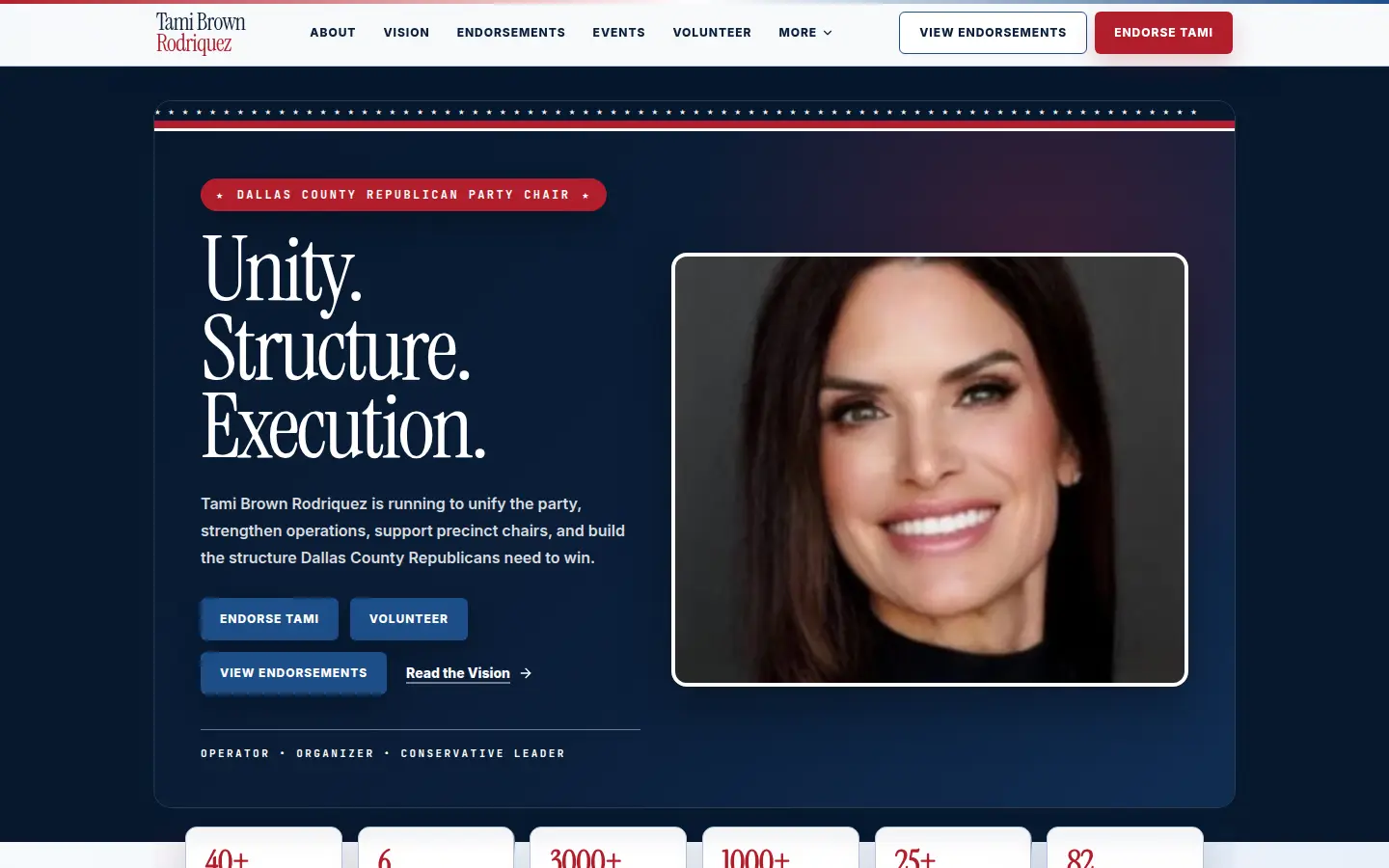 Tami for Dallas campaign homepage for Tami Brown Rodriquez.